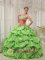 Bois-Colombes France Special Spring Green Sweetheart Neckline Quinceanera Dress With Beadings and Pick-ups Decorate