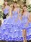 Unique Lavender Sleeveless Organza Lace Up Sweet 16 Dresses for Military Ball and Sweet 16 and Quinceanera