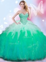 Great Multi-color Lace Up Sweetheart Beading and Ruffles Quinceanera Gowns Tulle Sleeveless(SKU YSQD027-1BIZ)