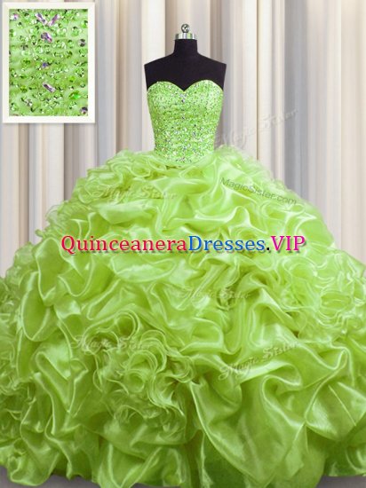 Sleeveless Court Train Lace Up With Train Beading and Pick Ups Quinceanera Dress - Click Image to Close