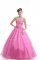 On Sale Strapless Sleeveless Lace Up Quinceanera Dresses Rose Pink Organza