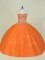 Glorious Floor Length Orange Ball Gown Prom Dress Sweetheart Sleeveless Lace Up