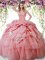 Watermelon Red Ball Gowns Beading and Pick Ups Sweet 16 Dress Lace Up Organza and Taffeta Sleeveless Floor Length