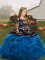 Blue Tulle Lace Up Little Girls Pageant Dress Sleeveless Floor Length Embroidery and Ruffles