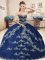 Traditional Navy Blue Ball Gowns Beading and Appliques Sweet 16 Quinceanera Dress Lace Up Organza Sleeveless Floor Length
