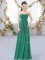 Romantic Sweetheart Sleeveless Zipper Court Dresses for Sweet 16 Dark Green Chiffon