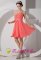 One Shoulder Mini-length Watermelon Empire Chiffon Beading and Ruch Quinceanera Dama Dress in Villa Tesei Argentina