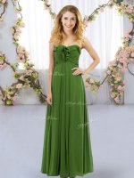 Olive Green Dama Dress for Quinceanera Wedding Party with Ruffles Sweetheart Sleeveless Lace Up