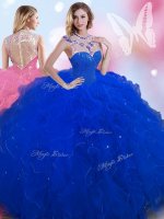 Captivating Floor Length Ball Gowns Sleeveless Royal Blue Quinceanera Gowns Zipper