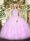 Amazing Floor Length Two Pieces Sleeveless Lilac Sweet 16 Dresses Zipper