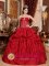 Lenoi Carolina/NC Gorgeous Wine Red Pick-ups Appliques Quinceanera Dress With Beaded Decorate