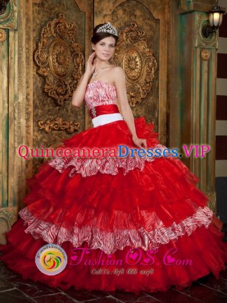 Kingston Rhode Island/RI Strapless Luxurious Colorful Ruffles Layered Beading Quinceanera Gowns Organza