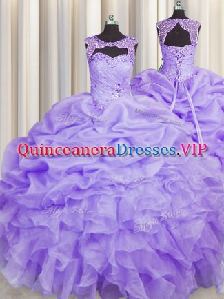 Fantastic Scoop Sleeveless Lace Up Floor Length Beading and Pick Ups Sweet 16 Quinceanera Dress