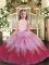 Multi-color Tulle Backless High-neck Sleeveless Floor Length Pageant Gowns For Girls Ruffles