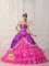 Hot Pink Ruffles Layered Quinceanera Dress With Appliques and Lace in La Quinta CA