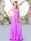 Lilac Sleeveless Floor Length Beading Zipper Dama Dress