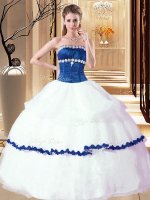 Sleeveless Floor Length Beading Lace Up Custom Made with White