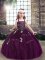 Adorable Eggplant Purple Sleeveless Appliques Floor Length Pageant Dress for Womens