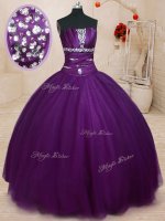 Floor Length Ball Gowns Sleeveless Dark Purple Sweet 16 Quinceanera Dress Lace Up(SKU PSSW0192-2BIZ)