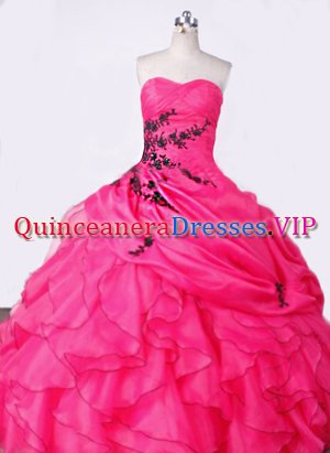 Mexican Elegant Ball Gown Sweetheart Floor-length Hot Pink Appliques Quinceanera dress Style FA-L-001