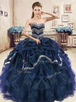 Customized Navy Blue and Purple Sweetheart Lace Up Beading and Ruffled Layers and Pick Ups 15 Quinceanera Dress Sleeveless(SKU YYPJ037-2BIZ)