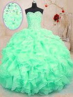 Ball Gowns Quinceanera Dresses Apple Green Sweetheart Organza Sleeveless Floor Length Lace Up