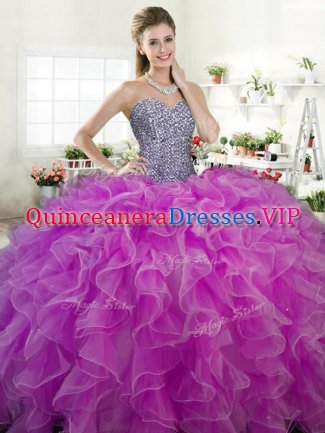 Charming Floor Length Ball Gowns Sleeveless Fuchsia 15 Quinceanera Dress Lace Up