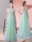 Comfortable Sleeveless Tulle Brush Train Zipper Quinceanera Court of Honor Dress in Apple Green with Beading and Lace