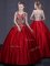 Floor Length Wine Red Quinceanera Dresses Scoop Sleeveless Lace Up