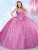 Fantastic Lilac Ball Gowns Tulle Sweetheart Sleeveless Beading Floor Length Lace Up Quince Ball Gowns(SKU SJQDDT842002-2BIZ)
