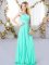 Aqua Blue One Shoulder Zipper Beading Vestidos de Damas Sleeveless