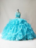 Discount Sleeveless Beading and Ruffles Lace Up Quinceanera Gowns
