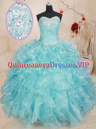 Floor Length Ball Gowns Sleeveless Blue 15 Quinceanera Dress Lace Up