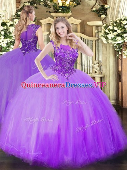 New Style Floor Length Lilac Sweet 16 Quinceanera Dress Scoop Sleeveless Zipper - Click Image to Close