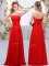 Stunning Red Lace Up Sweetheart Hand Made Flower Quinceanera Court of Honor Dress Chiffon Sleeveless