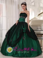 Ocean City New Jersey/ NJ Stylish Green Quinceanera Dress With Strapless Tulle and Taffeta Beaded hand flower Decorate ball gown(SKU PDZY518-CBIZ)