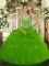 Beauteous Green Sleeveless Beading and Ruffles Floor Length Vestidos de Quinceanera