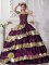 Glenmoore Pennsylvania/PA Embroidery Decorate Purple and Gold Quinceanera Dress With Floor-length Taffeta