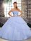 Best Selling Lavender Ball Gowns Sweetheart Sleeveless Tulle Brush Train Lace Up Beading and Ruffled Layers Quinceanera Dress