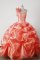 Clearance Lovely Ball Gown One Shoulder Floor-length Orange Red Quincenera Dresses TD260013