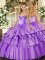 Glamorous Lavender Ball Gowns Ruffled Layers Sweet 16 Dress Lace Up Organza and Taffeta Sleeveless Floor Length