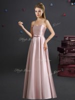 Pink Zipper Sweetheart Bowknot Dama Dress for Quinceanera Elastic Woven Satin Sleeveless