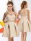 Inexpensive Champagne Sleeveless Chiffon Zipper Dama Dress for Quinceanera for Prom and Party
