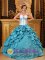 Abilene TX Teal Popular Quinceanera Dress Sweetheart Ruffles And Embroidery Decorate Bodice Layered Ruffles Taffeta Ball Gown