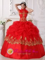 Intercourse Pennsylvania/PA Red Halter Embroidery Quinceanera Gowns With Pick-ups For Sweet 16
