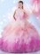 Sleeveless Floor Length Beading and Ruffles Lace Up Ball Gown Prom Dress with Multi-color