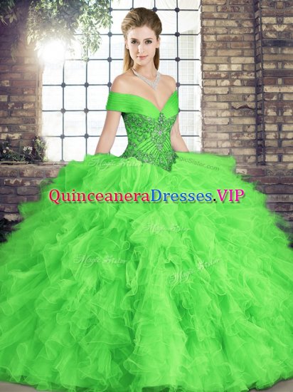 Luxury Sleeveless Tulle Lace Up Ball Gown Prom Dress for Military Ball and Sweet 16 and Quinceanera - Click Image to Close
