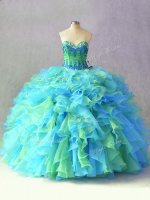 Best Selling Multi-color Sleeveless Floor Length Beading and Ruffles Lace Up 15 Quinceanera Dress(SKU PSSW0916-2BIZ)
