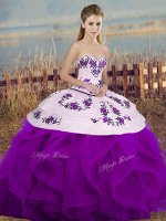 White And Purple Sweetheart Lace Up Embroidery and Ruffles and Bowknot Sweet 16 Quinceanera Dress Sleeveless(SKU SJQDDT2147002-2BIZ)
