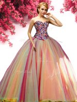 Spectacular Multi-color Sweetheart Neckline Beading Ball Gown Prom Dress Sleeveless Lace Up